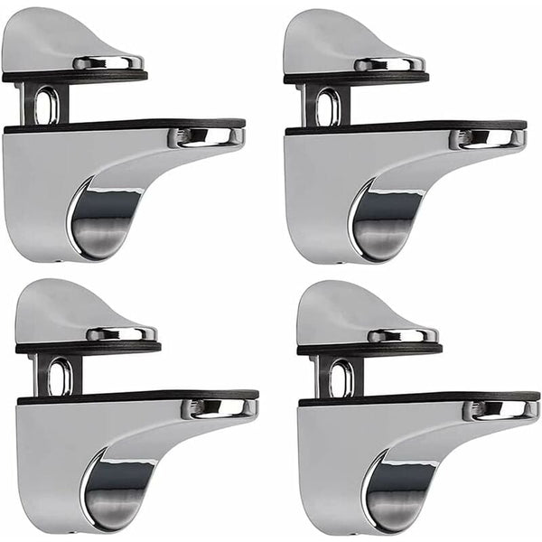 4 Pcs Glass Shelf Brackets Wall Mounted Zinc Alloy Clamps Wall Shelves
