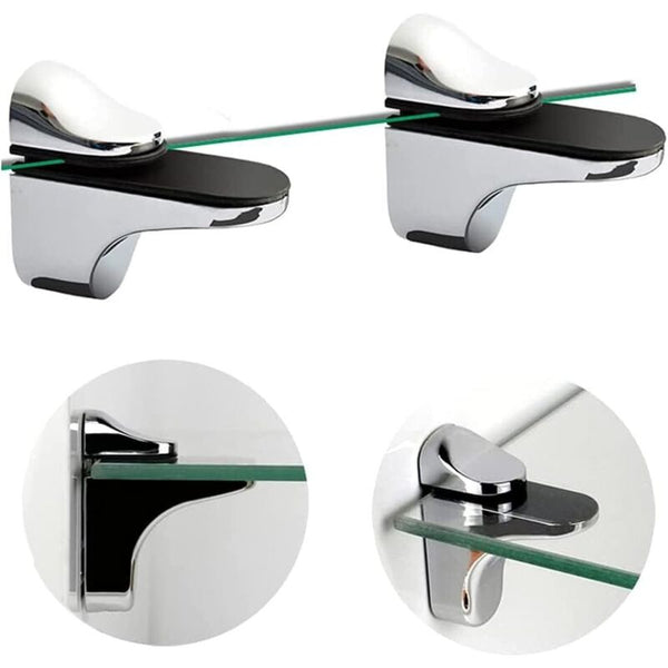 4 Pcs Glass Shelf Brackets Wall Mounted Zinc Alloy Clamps Wall Shelves