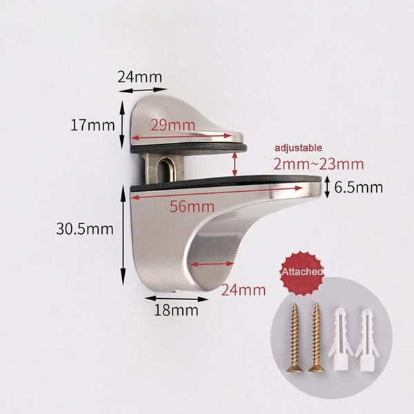 4 Pcs Glass Shelf Brackets Wall Mounted Zinc Alloy Clamps Wall Shelves