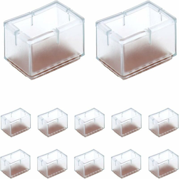 12 Pcs Rectangle Silicone Chair Leg Protectors For Chair/Table/Sofa Legs Width 24 30Mm X Length 39 47Mm Furniture Parts
