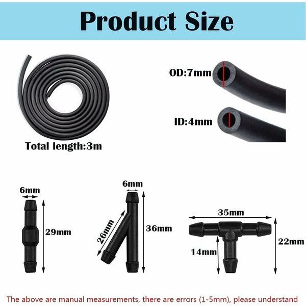 10 Pcs Windshield Wiper Hose Kit3m Washer Fluid Hosewindshield Nozzle Mist Spray Hosewith Windshield Repair Kits & Tools