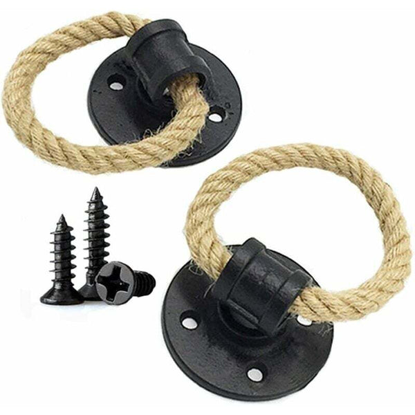 2 Pcs Hemp Rope Wrought Iron Handle Door Handles Cabinet Knobs Sliding Drawer Pull Ring Cabinet Pulls