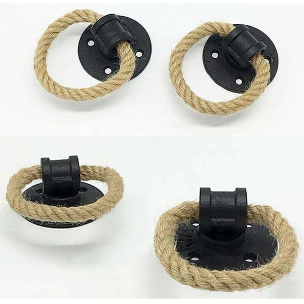 2 Pcs Hemp Rope Wrought Iron Handle Door Handles Cabinet Knobs Sliding Drawer Pull Ring Cabinet Pulls