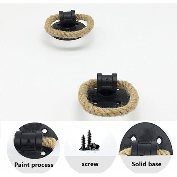 2 Pcs Hemp Rope Wrought Iron Handle Door Handles Cabinet Knobs Sliding Drawer Pull Ring Cabinet Pulls