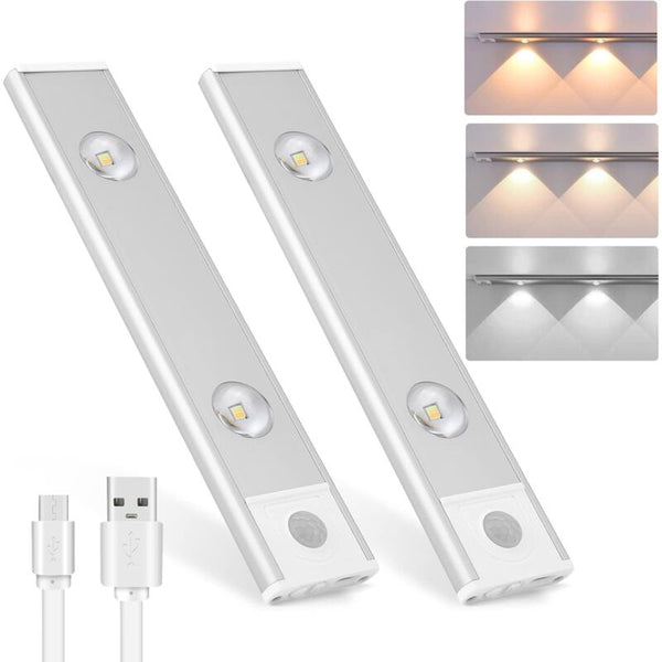 2 Pcs Wireless Led Closet Lights Dimmable Under Cabinet Motion Sensor 3 Lighting Modes For Night Lights