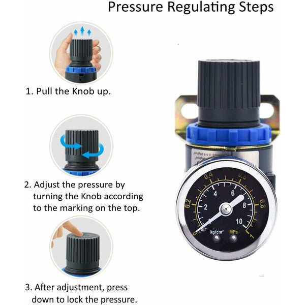 New Pressure Reducer For Compressed Air Compressor Range (0 10 Bar) 1/4 Inch Air Compressors