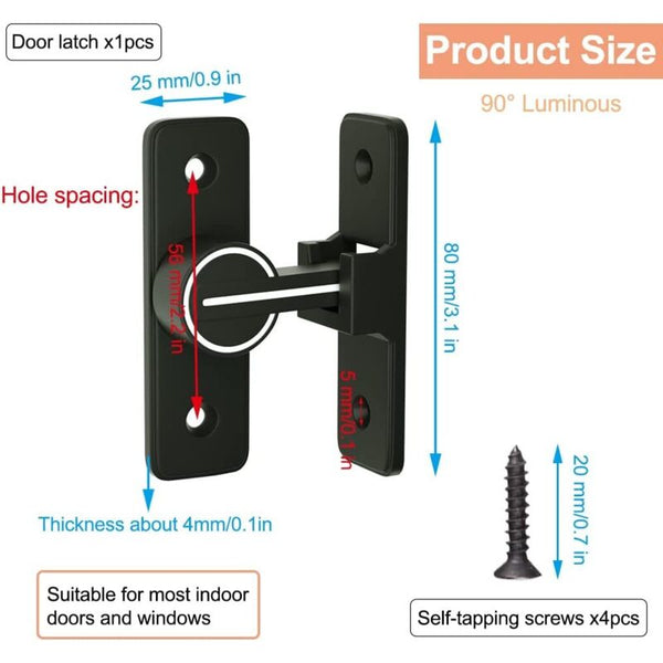 Luminous Sliding Interior Door Lock Latch 90 Tilt Hook Anti Theft Hasp Buckle Bolt For Window Door Locks & Lock Mechanisms