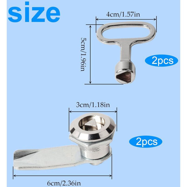 2 Sets Mailbox Lock 20Mm Furniture Socket With Triangle Key Locker Security Zinc Alloy Furniture Parts
