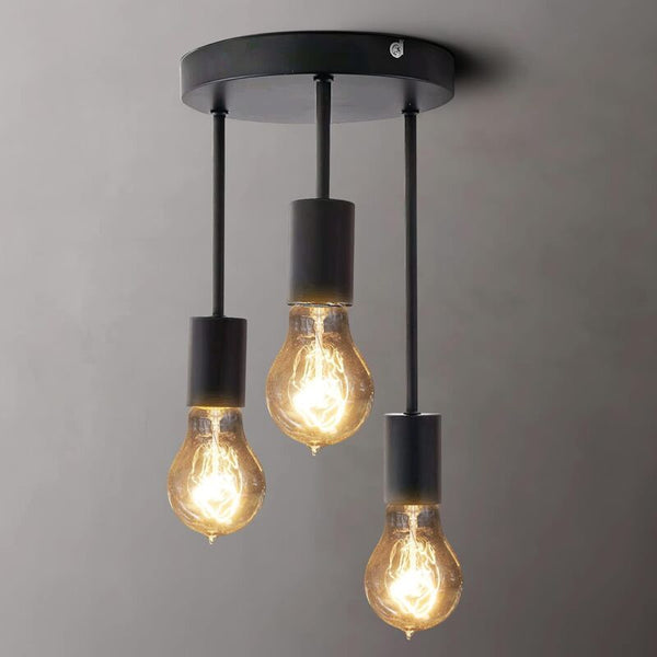 Retro Ceiling Light 3 Sockets For E27 Bulbs Industrial Pendant Lamp Metal Vintage Lights Wall & Ceiling Lights
