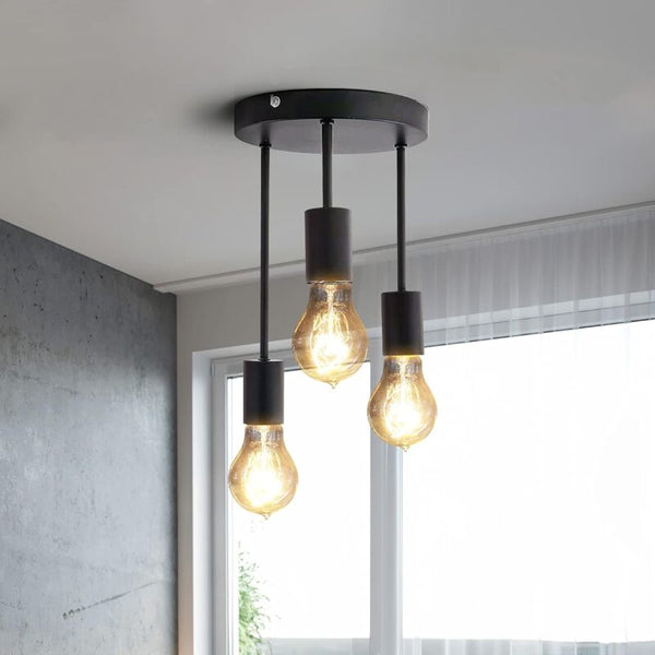 Retro Ceiling Light 3 Sockets For E27 Bulbs Industrial Pendant Lamp Metal Vintage Lights Wall & Ceiling Lights