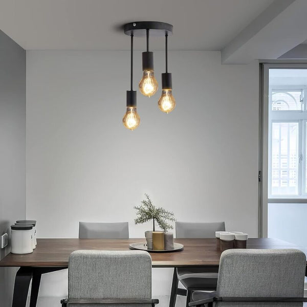 Retro Ceiling Light 3 Sockets For E27 Bulbs Industrial Pendant Lamp Metal Vintage Lights Wall & Ceiling Lights