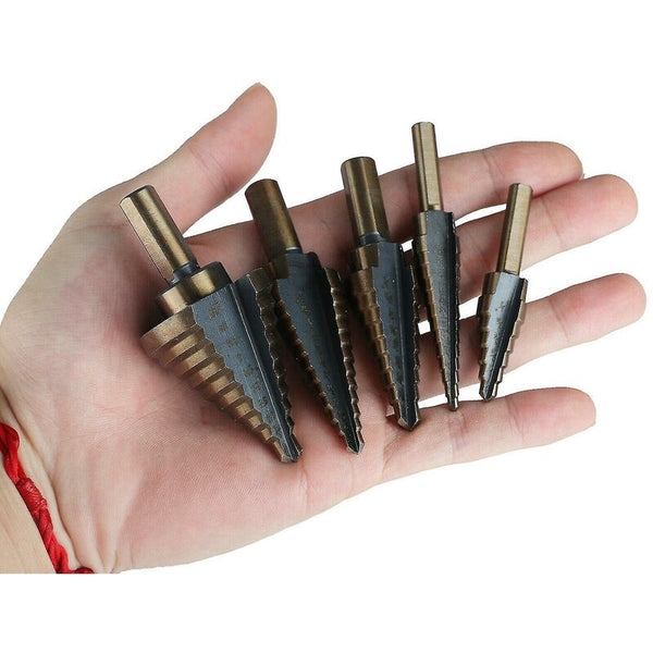 5 Pcs Metal Step Drill Bit 35Mm Hss Titanium Conical Triangle Cutter For Steel Wood Brass Aluminum Pvc Power Drill Bits