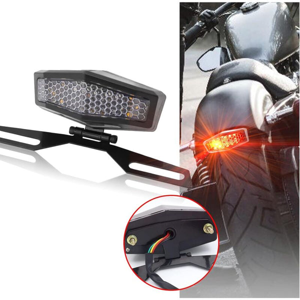 Motorcycle Led Tail Light With License Plate Lamp Holder Integrated Turn Signals Brake Universal For Other Lighting Parts