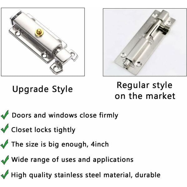2 Pcs Interior Door Lock Bathroom With Spring Knob Silver Black Automatic 4 Inch/100Mm For Door Locks & Lock Mechanisms