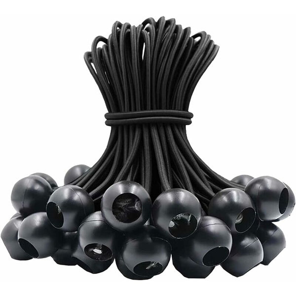 30 Pcs Cords Rubber With Elastic Ball For Tarp Tents Banner Flag Camping Pavilion (Black) Ropes Cords & Slings