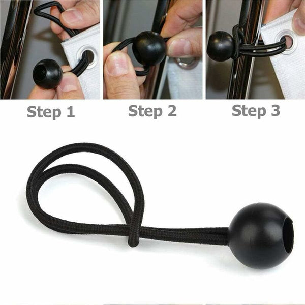30 Pcs Cords Rubber With Elastic Ball For Tarp Tents Banner Flag Camping Pavilion (Black) Ropes Cords & Slings