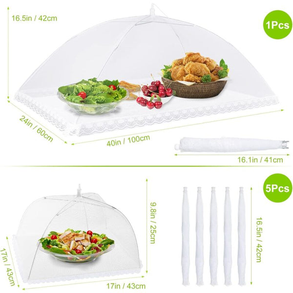 6 Pcs Foldable Food Cover Anti Fly Mesh Tent Umbrella Insect Protection For Bbq Picnic Food1 Large Food Covers