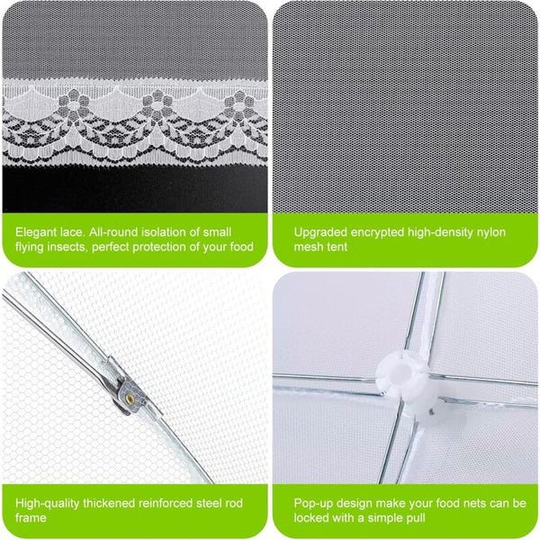 6 Pcs Foldable Food Cover Anti Fly Mesh Tent Umbrella Insect Protection For Bbq Picnic Food1 Large Food Covers