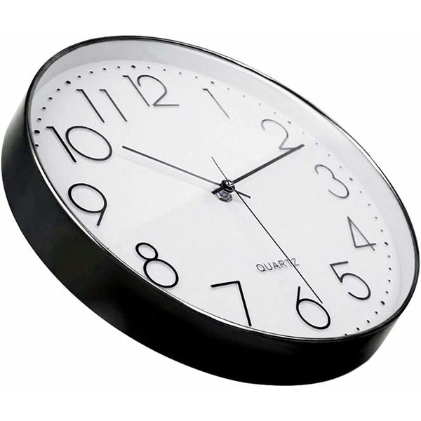 12 Inch Modern Wall Clock Battery Operated Silent Quartz Kitchen Round Easy To Read For Home/Office/School Wall Clocks