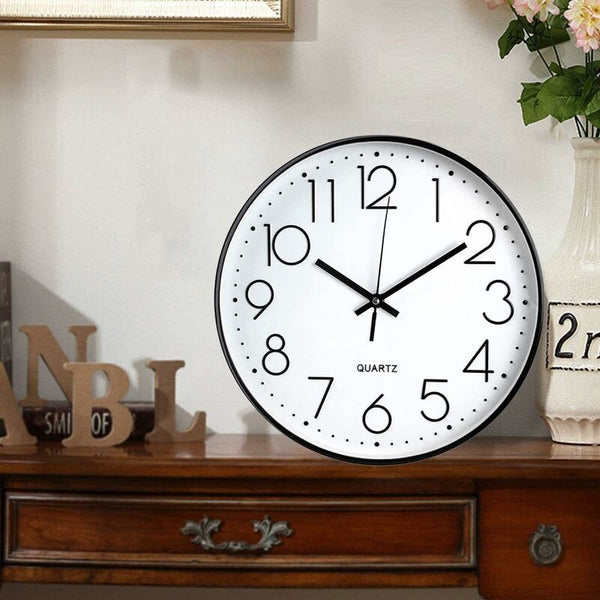 12 Inch Modern Wall Clock Battery Operated Silent Quartz Kitchen Round Easy To Read For Home/Office/School Wall Clocks