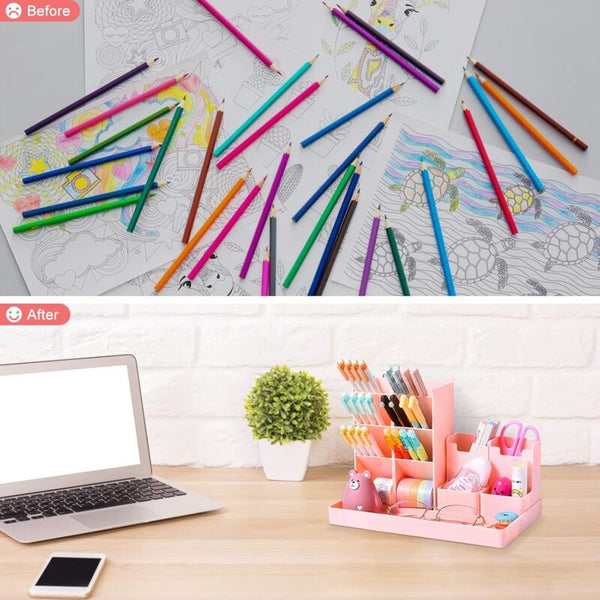Desk Organizer 5 Pieces Multifunctional Pen Holder Plastic Storage For Kids Stationery Pen Holders