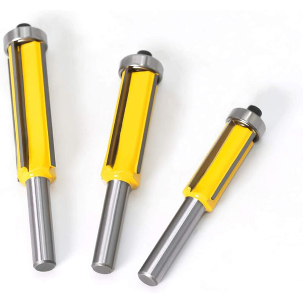 3 Pcs Router Bit 4 Flute Shank Copy Cutter With Top Bearing Straight Flush Trim Carbide Woodworking Milling Milling Cutters