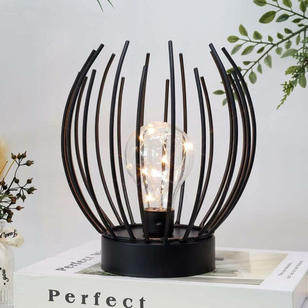 Metal Cage Table Lamp Cordless Battery Operated With Edison Style Led Bulb Ideal For Weddings Parties Patio Lamps