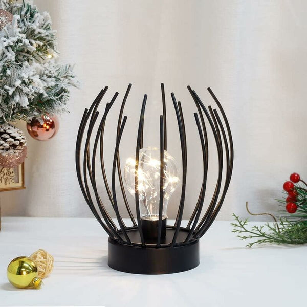 Metal Cage Table Lamp Cordless Battery Operated With Edison Style Led Bulb Ideal For Weddings Parties Patio Lamps