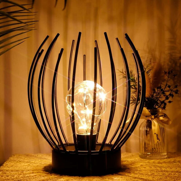 Metal Cage Table Lamp Cordless Battery Operated With Edison Style Led Bulb Ideal For Weddings Parties Patio Lamps