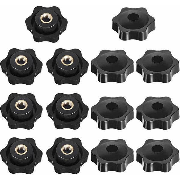 M8 Female Thread Clamping Knob Star Head Nuts Shape Handle Black Clamps & Vices