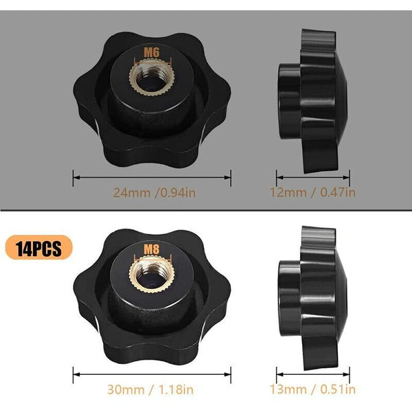 M8 Female Thread Clamping Knob Star Head Nuts Shape Handle Black Clamps & Vices