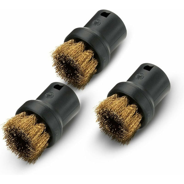 Round Steam Cleaner Brush Set With Brass Bristles Black 4.0Cm X 2.5Cm Steam Cleaners