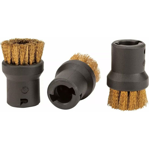 Round Steam Cleaner Brush Set With Brass Bristles Black 4.0Cm X 2.5Cm Steam Cleaners