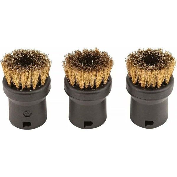 Round Steam Cleaner Brush Set With Brass Bristles Black 4.0Cm X 2.5Cm Steam Cleaners