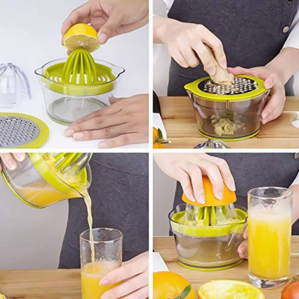 Multifunction Manual Juicer 4 In 1 Citrus For Oranges Lemons Fruits With 2 Reamers Engraved Manual Juicers