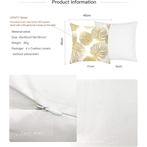 Pillowcase 45X 45Cm Modern Sofa Cushion Cover Beautiful Car Covers Home Decor Protectors (Golden Cushion Covers