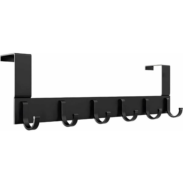 Coat Rack For Door Black Stainless Steel Hook 6 Hooks Bedroom Bathroom Kitchen Tarhaken Racks & Hooks