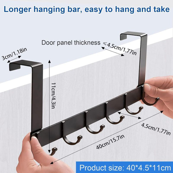 Coat Rack For Door Black Stainless Steel Hook 6 Hooks Bedroom Bathroom Kitchen Tarhaken Racks & Hooks