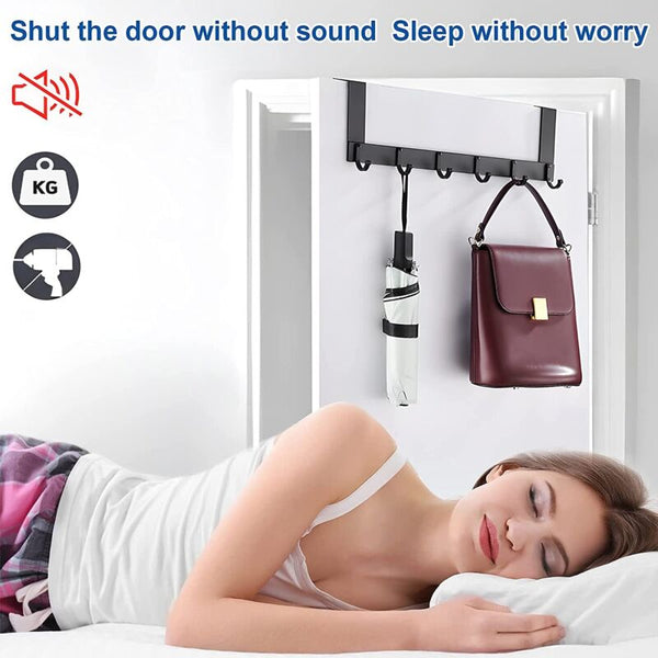 Coat Rack For Door Black Stainless Steel Hook 6 Hooks Bedroom Bathroom Kitchen Tarhaken Racks & Hooks