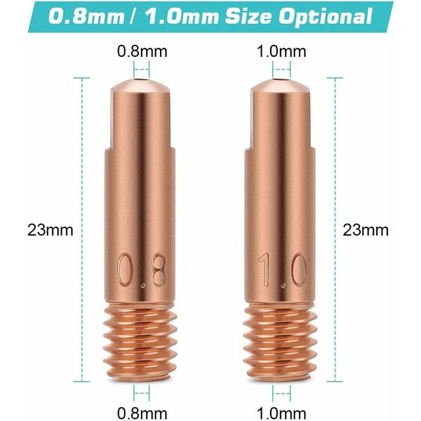 Mig Contact Nozzle Welding Tips 20 Pcs Copper For 15Ak Torch Consumables(0.8) Soldering Tips