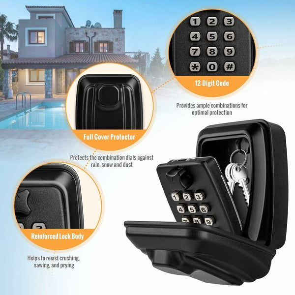 Outdoor Security Key Box Large Wall Mounted With 12 Digit Code Waterproof And Rustproof For Key Safes Boxes & Hideaways