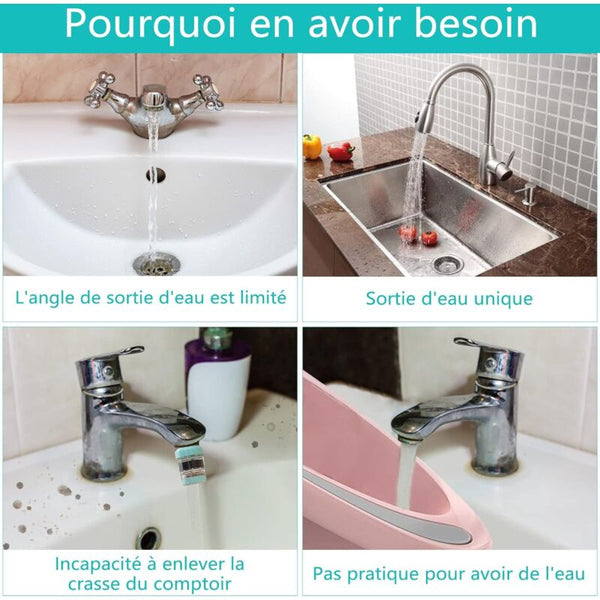 Multifunctional Rotatable Faucet Extension 1080A Brass Water Saving Adapter Adjustable Kitchen Taps