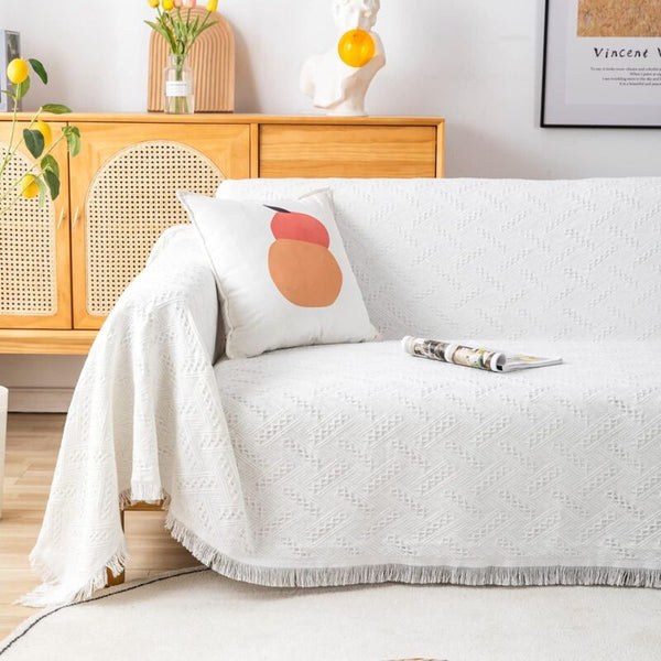 Multifunction Sofa Towel Bed Cover Large Size 3 Seater 180X230cm White Slipcovers