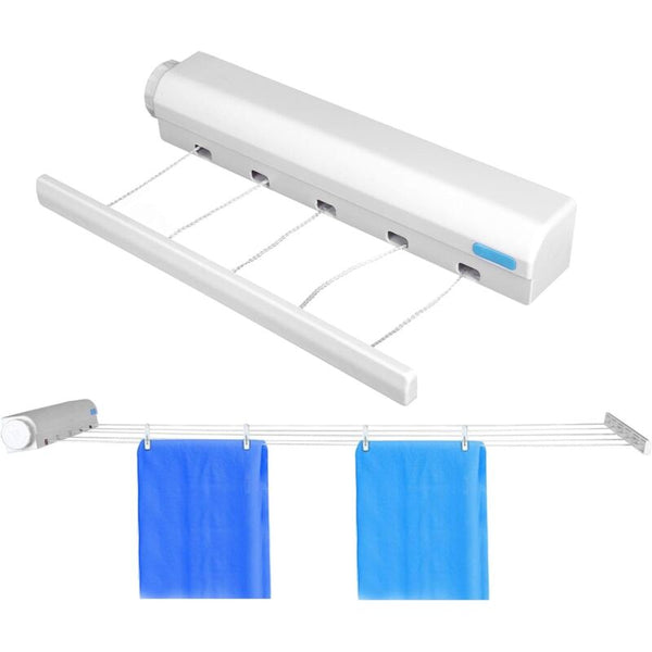 Retractable Clothesline Portable Home Indoor Outdoor Plastic Drying Rope Wall Mount Compact Line Washing Lines