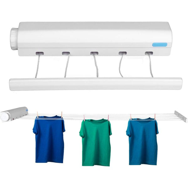 Retractable Clothesline Portable Home Indoor Outdoor Plastic Drying Rope Wall Mount Compact Line Washing Lines
