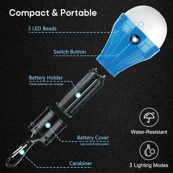 4 Pack Led Camping Lights Hiking Fishing Emergency Waterproof Battery Powered Indoor Outdoor Lighting Lanterns