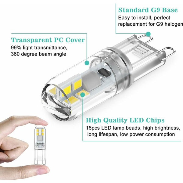 G9 Led Bulbs 1.5W Equivalent To 20W Halogen Light Cool White 6000K Ac 220 240V Non Dimmable Mini Incandescent Light Bulbs