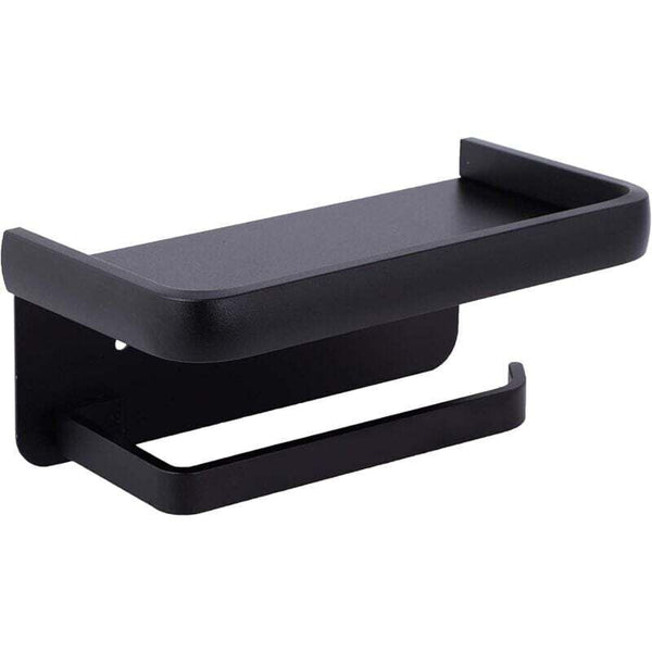 Wall Mounted Toilet Paper Holder Aluminum Roll With Storage Shelf Black Toilet Paper Holders & Storage
