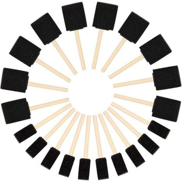 Foam Brushes (20 Pack) Two Sizes Sponge With Wooden Handle Paint Stamp For Acrylic Oil Varnish Other Painting Accessories