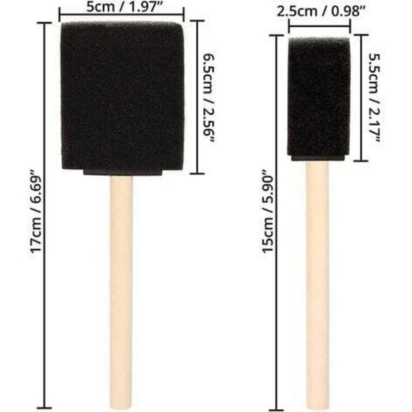 Foam Brushes (20 Pack) Two Sizes Sponge With Wooden Handle Paint Stamp For Acrylic Oil Varnish Other Painting Accessories